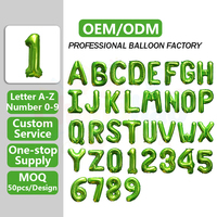 16 inch fruitgroene cijfer- en alfabetfolieballonnen, limoengroene digitale letter aluminium ballonnen voor verjaardagspartydecoratie