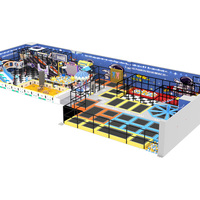 Parc de trampolines commercial pour écoles, aire de jeux intérieure, zone de saut, terrain de dodgeball, mur d'escalade, matériau PVC/PE, divertissement pour jeunes