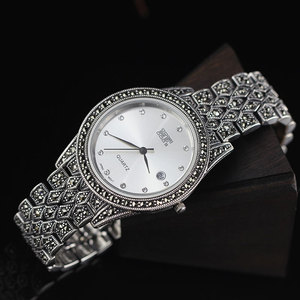 Luxe rond étanche rétro bande dames <span class=keywords><strong>Bracelet</strong></span> montre-<span class=keywords><strong>bracelet</strong></span> mode classique S925 en argent Sterling robe hommes montres femmes - Product Image 3