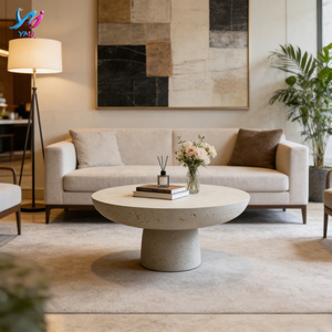 <span class=keywords><strong>Tavolino</strong></span> da Caffè Rotondo in GRC Moderno e Minimalista, Design Angolare per Hotel, Appartamenti, Giardini e Patii - Product Image 2