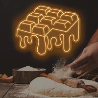 Enseigne néon LED personnalisée sur le thème des friandises : Popcorn, Chocolat, Cupcake – Idéale pour les pâtisseries, les confiseries et la publicité en vitrine
