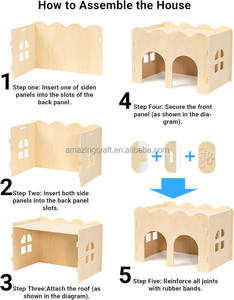 Escondite de Madera Natural <span class=keywords><strong>para</strong></span> Animales Pequeños, Cabaña de Madera <span class=keywords><strong>para</strong></span> Masticar - Product Image 3