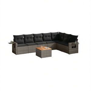 Ensemble de canapés de jardin en rotin gris avec accoudoirs réglables, 6 places, mobilier d'extérieur, design contemporain - Product Image 1