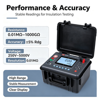 Testeur de résistance d'isolement portable haute précision 15 kV avec boîtier IP54, batterie rechargeable, téléchargement USB et mesure multiparamètres pour équipement