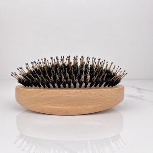 Cepillo de <span class=keywords><strong>Pelo</strong></span> Ovalado Compacto de Madera para Mujer con Cerdas de Jabalí, Cojín de Aire, Desenreda, Marca Privada, Peine de Masaje Capilar para un Mejor Cuidado del Cabello - Product Image 5