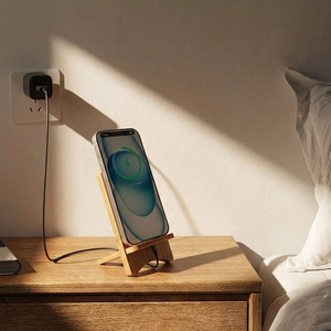 Support de téléphone en bambou et bois sur mesure, exquis et minimaliste, ornement de bureau, porte-cartes, rangement pour bureau d'accueil - Product Image 2