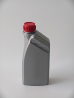Bouteille en plastique pour huile moteur avec fenêtre de visualisation, bouchon inviolable, zone d'étiquetage plate, impression personnalisée, HDPE, OEM
