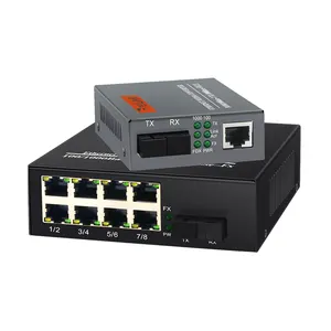 8端口媒体转换器10/100/1000M基础光纤媒体转换器价格与RJ45 netlink