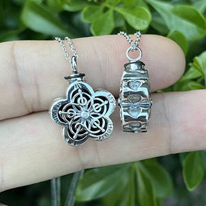 Mode Creatieve 925 Zilveren Gedenkteken Geliefden/Huisdieren Bloem Urn Te Openen Hanger Ketting Souvenir Crematie Sieraden Urn - Product Image 3