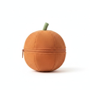Pochette en velours côtelé en forme d'orange, sac à fermeture éclair 3D mignon en forme de fruit, papeterie Kawaii, logo personnalisé, cadeau d'entreprise - Product Image 2