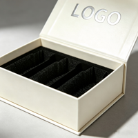 Boîte cadeau rigide magnétique personnalisée avec logo, compartiment intérieur en éponge, pour bijoux, boucles d'oreilles, bagues, colliers, emballage de rangement gaufré