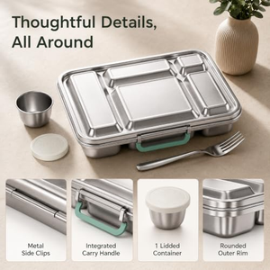 Promotion Usine Chine : Boîte Bento en Acier Inoxydable 304 Qualité Alimentaire, 5 Compartiments, Anti-Fuite, Préparation Saine des Repas, Boîtes à Lunch pour Enfants - Product Image 3