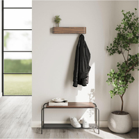 Porte-manteau mural avec 9 crochets - Porte-manteau au design moderne avec crochets muraux cachés - Porte-manteau en placage de bois, noyer