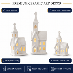 Nouvelles Idées de Produits 2023 : Bougeoirs en <span class=keywords><strong>Porcelaine</strong></span> Blanche Pure pour Bougies Chauffe-Plat, Modèles <span class=keywords><strong>Maison</strong></span>, Cheminée, Chalet, Église, pour Noël et les Fêtes - Product Image 1