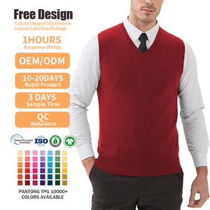 Suéter de Punto Personalizado con Logotipo, Cuello en V, Informal, de Punto, sin Mangas, de Lana, para Hombre, para Otoño y Primavera - Product Image 5