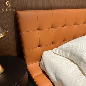 意大利设计织物皮革床架卧室柔软特大号床 - Product Image 3