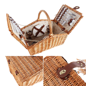 Luxury Heart-Shaped Collapsible Picnic <b>Basket</b>-Rattan <b>Wicker</b> Storage Set with Lid & <b>Handle</b> Eco-Friendly Affordable - Product Image 2