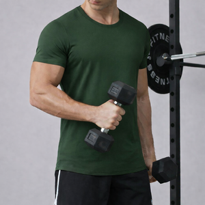 Oem Custom Logo Polyester Spandex Puff Printing Split Hem Muscle Lightweight Dry Fit Performance <b>Running</b> Gym T Shirt Men - Product Image 2