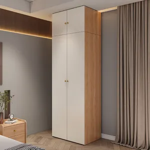 Solid Wood Panel Bedroom Furniture Modern Design Original Wood Color Cheap Factory Price 4 6 Door Combination Closet Home