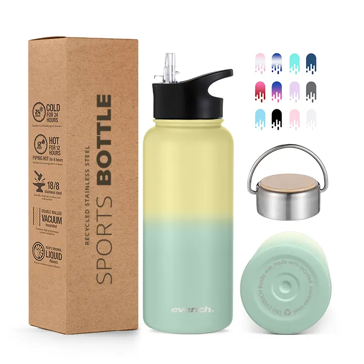 Custom pattern 2022 Double wall vacuum stainless steel insulated drinking water bottle with carry bag keep hot and cold