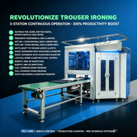 Machine de pressage de pantalons automatique à trois stations avec pressage automatique des coutures par moteur-robot et manutention des pantalons 380V 26KW