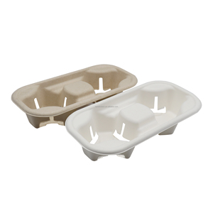 Portavasos desechables portátiles para tazas dobles, 8oz, 12oz16oz, soporte para tazas de café de caña de azúcar de pulpa biológica para llevar, 2 tazas, bagazo, Vasos - Product Image 2