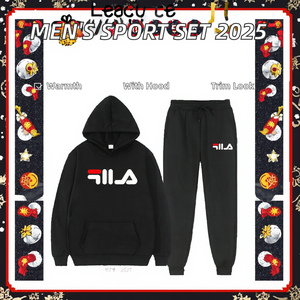 Ensemble deux pièces pour homme, sweat-shirt et pantalon de sport imprimés décontractés, coupe ajustée, polyester tricoté thermique, pour l'hiver - Product Image 2