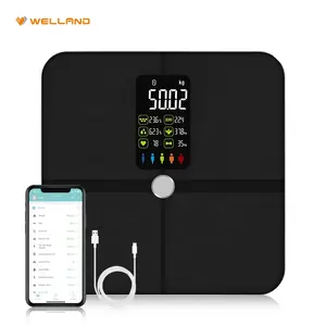 Welland Big VA LCD Smart Body Fat Composition With Tracking Heart Rate and Body Balance Electronic Digital Scale