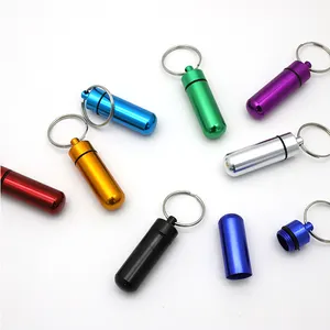 Rote Pille Schlüssel anhänger auf Box Mini tragbare Stahl pille Box mit Schlüssel bund kleine tragbare Tasche Geldbörse Pille Behälter