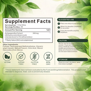 OEM Complément Alimentaire Bio en Film Oral Dissoluble Magique, à base d'Extrait de Champignons Crinière de Lion Sauvage et Reishi, et d'Ashwagandha, Séché et Végétalien - Product Image 3