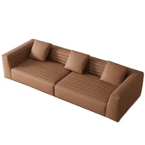 Fashionable Hot Sales brown leather settee living room furniture leisure soft furniture luxury sofa set