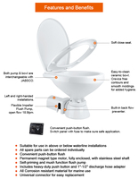 Système de toilette marine électrique moderne SEA FLO à courant continu avec double chasse d'eau par gravité et pompe pour remplacement de bateau et de yacht