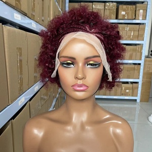 Perruque brésilienne 13x4 en dentelle complète avec tresses, <span class=keywords><strong>coupe</strong></span> afro bouclée, couleur 99J, pré-épilée, cheveux de bébé, transparente - Product Image 3