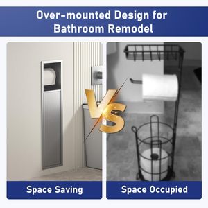 304 SUS Multi-functional <strong>Tissue</strong> <strong>Dispenser</strong> Trash Can Toilet Brush Holder Bathroom Concealed Recessed Niche Toilet Paper Holder
