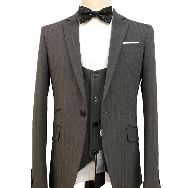 Zhenhao Wholesale Wedding Tuxedos Slim Fit Suits For Men Groomsmen Suit 3 Pieces Cheap Prom Formal Suits (Jacket+Pants+Vest+Tie)