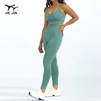 JIEJIN vêtements de sport en plein air haute compression sans couture entraînement dos croisé sport soutien-gorge Legging costume pour femmes Pilates Yoga ensemble