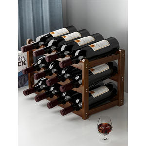 Porte-vin en bois simple, étagère de rangement pour 6 bouteilles, présentoir pour comptoir de bar à domicile, forme rectangulaire, ornement en bois massif - Product Image 4