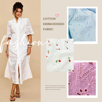 Tissus brodés en coton 100% naturel pour robe, chemisier, jupe, vente en gros de tissus brodés