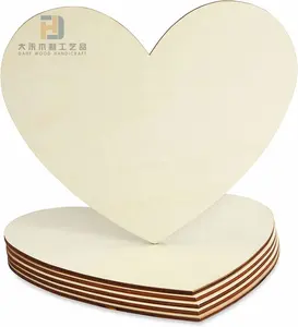 12 Inch Grande Coração De Madeira Recortes Corações De Madeira Inacabados Em Branco Slice Discs Heart-Shaped DIY Love Slices