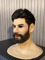 Masque réaliste en silicone à barbe, masque facial complet pour homme, pour Halloween, cosplay, théâtre