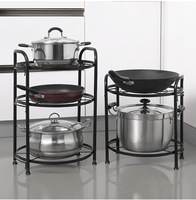Usine en gros cuisine en acier au carbone étagère de rangement ménage sol debout Pot étagère multicouche supports de stockage en métal