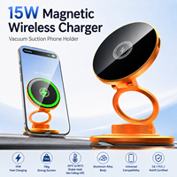 Chargeur de voiture sans fil magnétique 15W, support de téléphone à ventouse, ultra fin, en alliage d'aluminium, charge rapide, montage sur tableau de bord