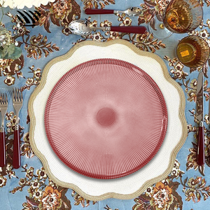 Juego de Platos de Presentación de Vidrio Texturizado de 13 Pulgadas, Clásicos, Duraderos y Ecológicos, Vajilla Decorativa Colorida para Bodas - Product Image 1