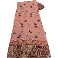NI.AI Tissu en Coton Africain de Qualité Supérieure, Dentelle Suisse Appliquée, Motifs de Tissus Nigérians pour Mariage - Grande Vente