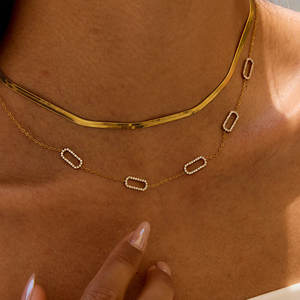 Collier tendance en acier inoxydable original imperméable et anti-ternissement plaqué or 14k 18k avec diamants pour femmes et hommes - Product Image 5