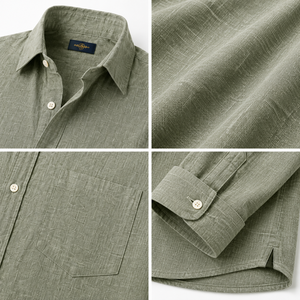 Chemises en lin pour hommes, haute qualité, manches longues, respirantes, décontractées, chemise boutonnée de plage, logo personnalisé, OEM, vêtements d'été - Product Image 3