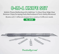 RELIFE RL-101B 8 en 1 Set de couteaux Lames pour la réparation Outils de maintenance de téléphone Set pour BGA Enlever le bord de la colle Lame mince
