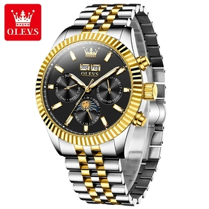 OLEVS-Montre Mécanique à Cadran Rond en Acier Inoxydable pour Homme, Phase de <span class=keywords><strong>Lune</strong></span>, Mois, <span class=keywords><strong>Calendrier</strong></span>, Mode 6688 - Product Image 5