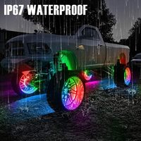 4PCS Lampu LED Ring Roda 15.5 Inch 12V untuk Mobil Truk Kendaraan Offroad Pickup RGB Warna Impian Lampu Berkedip Menari