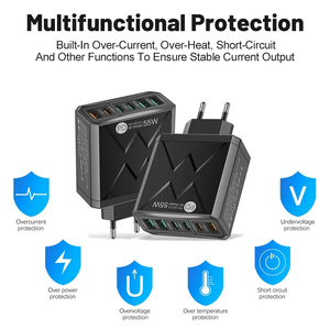 Caricabatterie da Viaggio EU <span class=keywords><strong>6</strong></span> in 1 55W PD USB Ricarica Rapida QC3.0 per <span class=keywords><strong>iPhone</strong></span> 17 16 15 Pro Max Samsung Huawei - Product Image 2